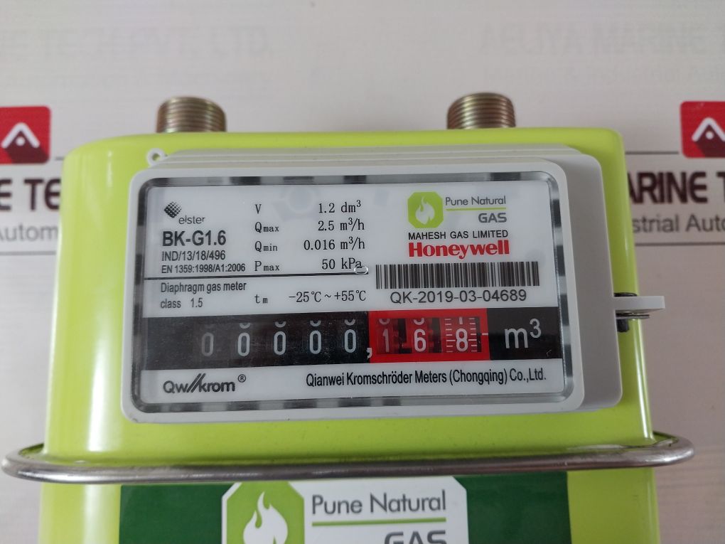 Elster Honeywell Bk-g1.6 Diaphragm Gas Meter Class 1.5