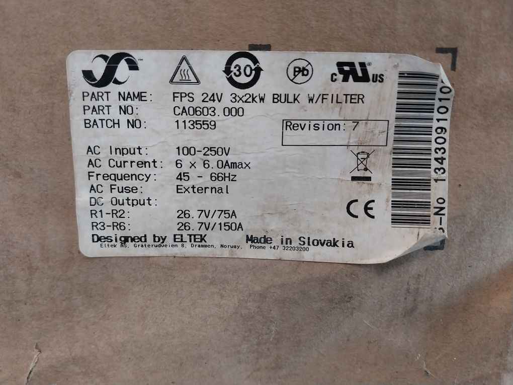 Eltek CA0603.000 Power Supply 100-250v 45-66hz