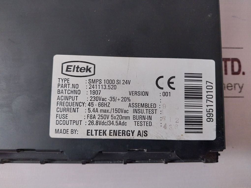 Eltek Smps 1000 Si 24V Power Supply 241113.520 230Vac-24Vdc