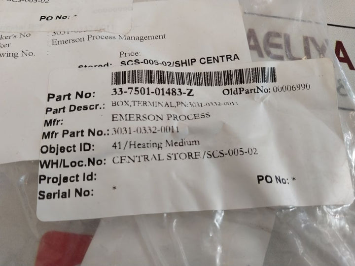 Emerson 03031-0332-0011 Terminal Box/Block 33-7501-01483-z