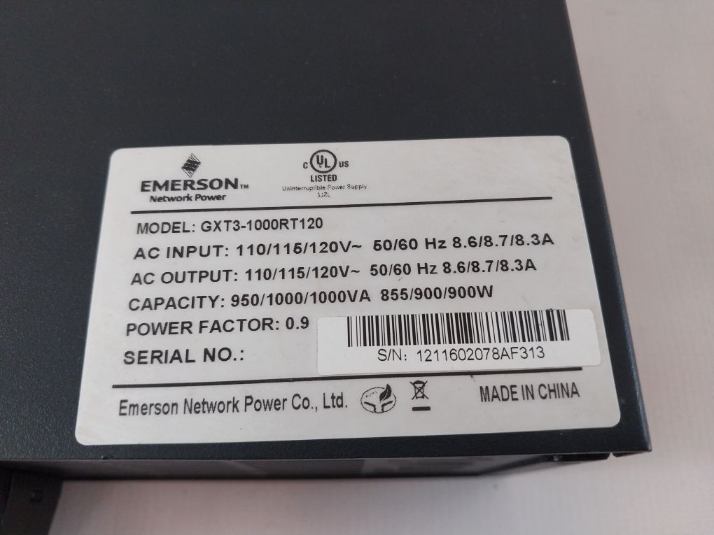 Emerson Gxt3-1000Rt120 Ac Power System