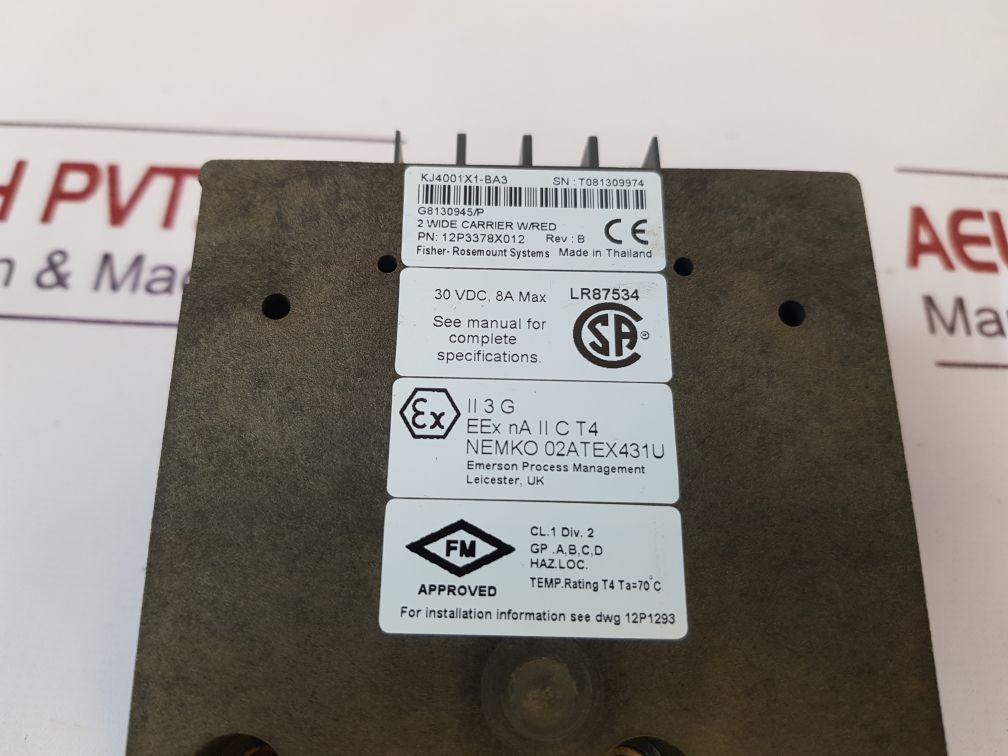 Emerson Kj4001X1-ba3 2-wide Carrier WRed 12P3378X012,Rev B