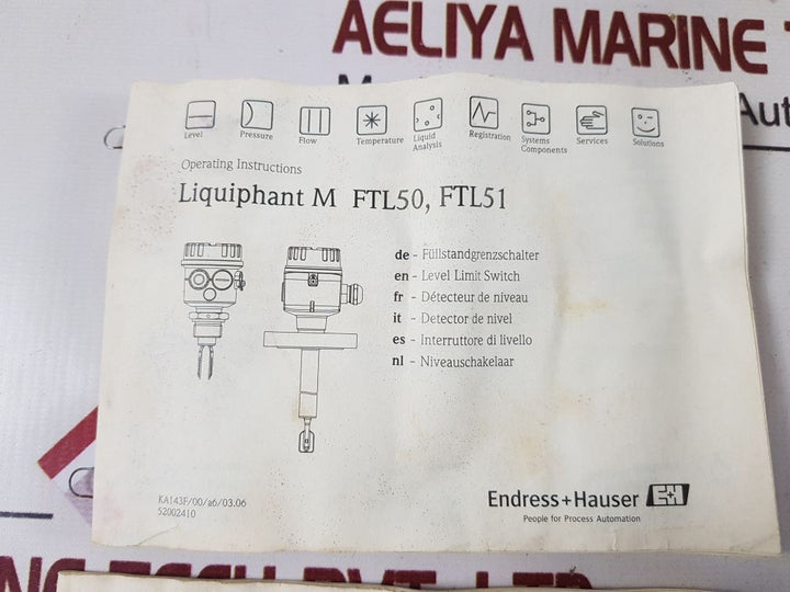 Endress+Hauser Liquiphant M Ftl51-ggf2Bb7G4A Level Switch
