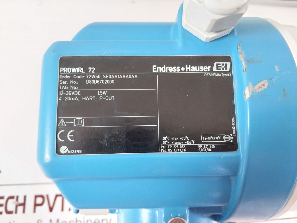 Endress+Hauser Prowirl 72 Flow Meter 72W50-se0Aa1Aaa0Aa