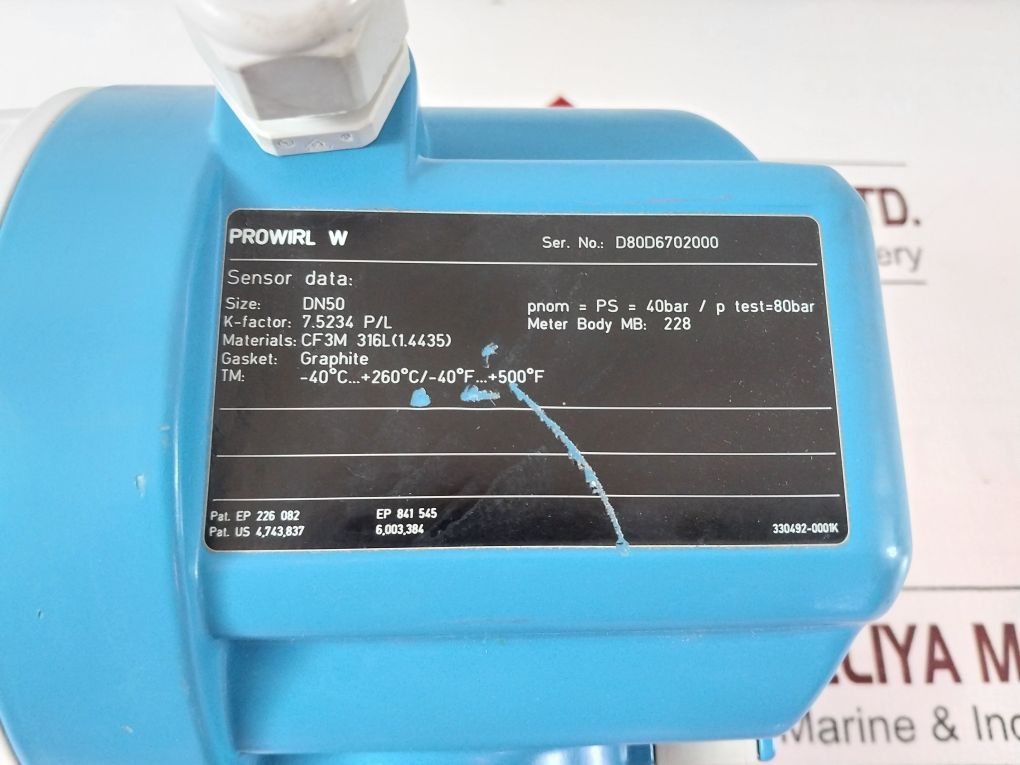 Endress+Hauser Prowirl 72 Flow Meter 72W50-se0Aa1Aaa0Aa