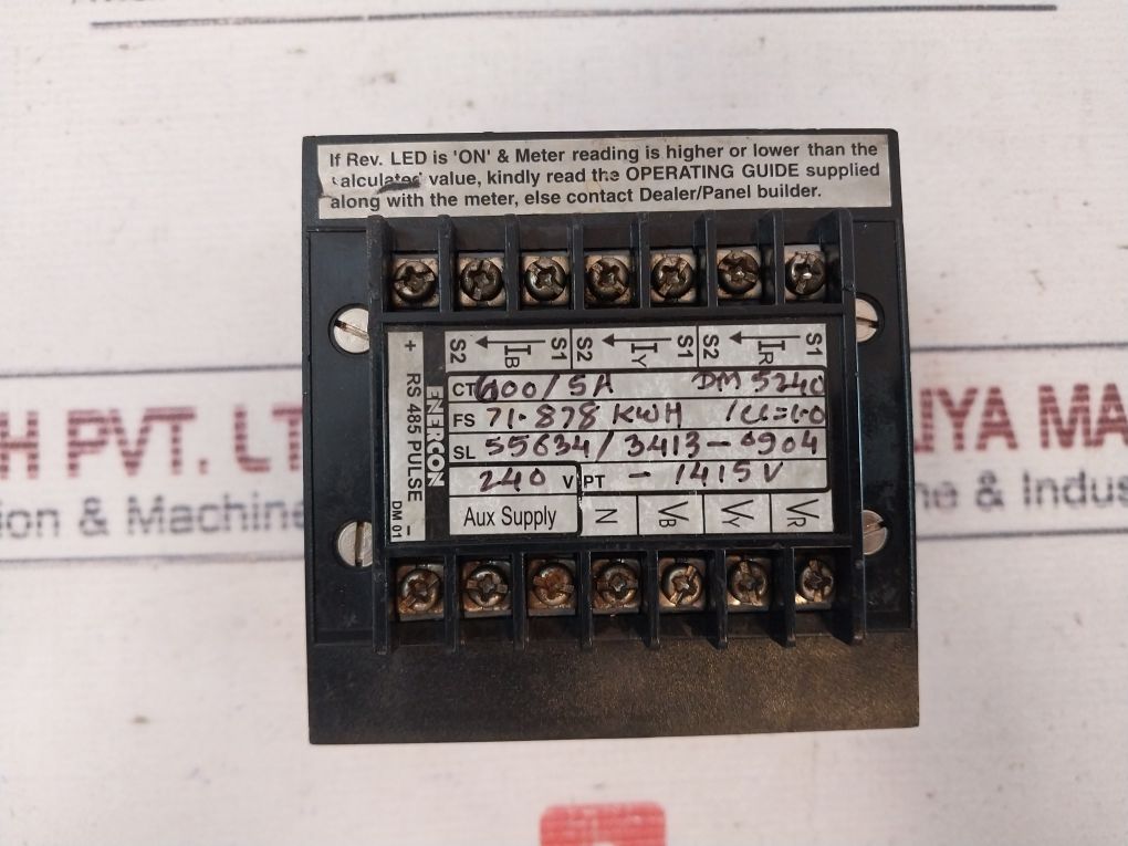 Enercon Dm 5240 Energy Meter 600/5A 
