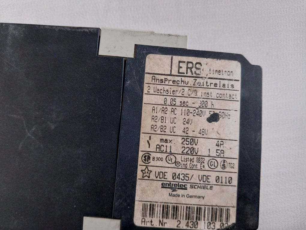 Entrelec Schiele 2.430.103.02 Time Relay 110-240Vac