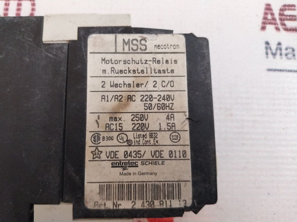 Entrelec 2.430.811.13 Motor Protection Relay 250V 4A