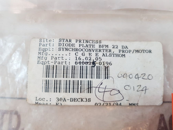 Entrelec Bfm 22Da Diode Plate 20021.13 Terminal Block