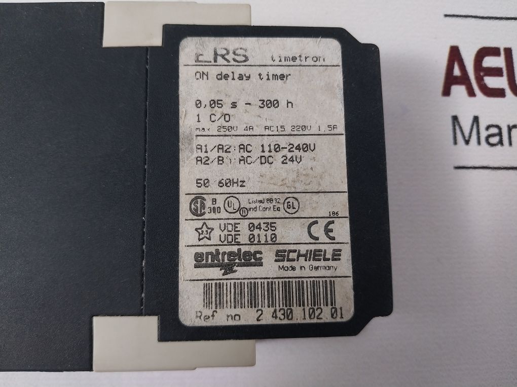 Entrelec Ers Timetron On Delay Timer 2.430.102.01 (0,05 S – 300 H)