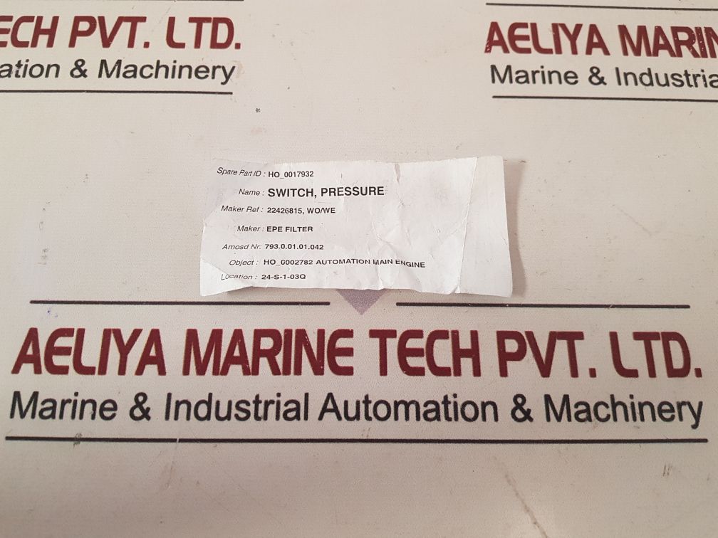 Epe Filter Wo/We Pressure Switch