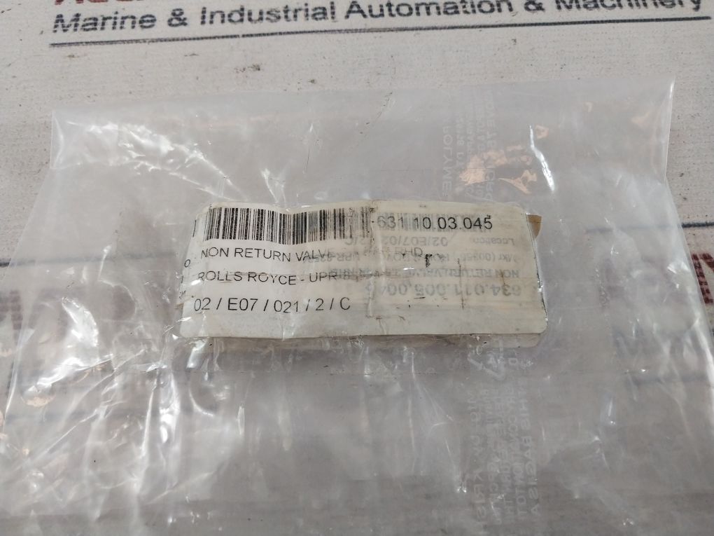 Ermeto Non Return Valve 2.5 Bar Rhd