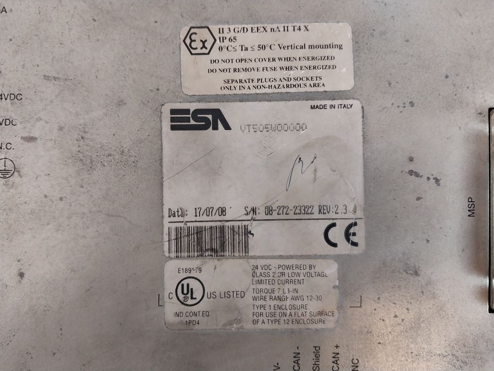 Esa Vt505W00000 Touch Screen Panel 18-32 Vdc 10W