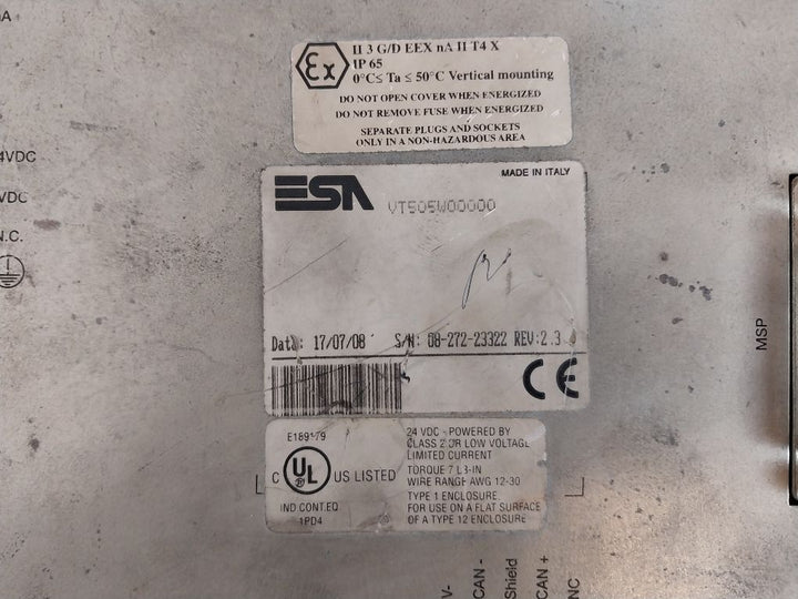 Esa Vt505W00000 Touch Screen Panel 18-32 Vdc 10W