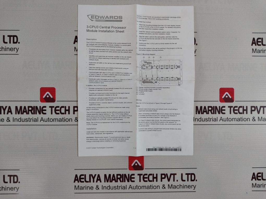 Est Edwards 3-cpu3 Central Processor Module Fire Alarm 2990091 Rev 03