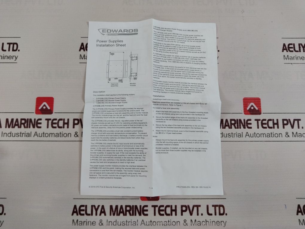 Edwards Est 3-pps/M-230 Power Supply Monitor Fire Alarm Set