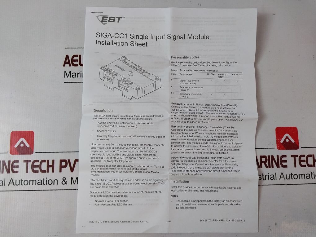 Est Siga-cc1 Single Input Module 387022P-en