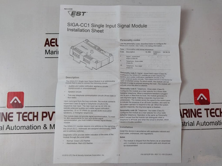 Est Siga-cc1 Single Input Module 387022P-en