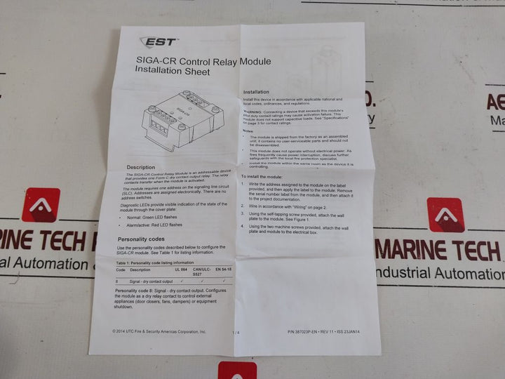 Est Siga-cr Addressable Control Relay Module