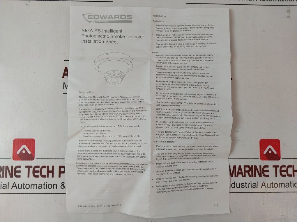 Est Siga-ps Intelligent Photoelectric Smoke Detector 