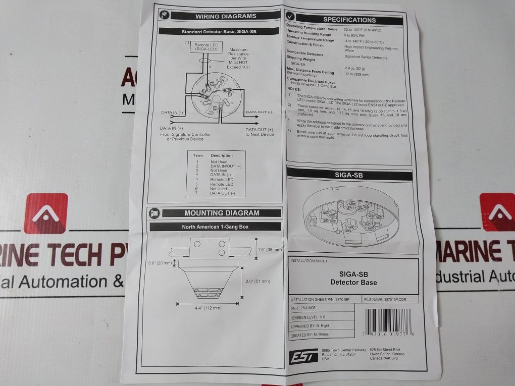 Lot Of 11X Est Siga-sb Smoke Detector/Thermostat (Base)