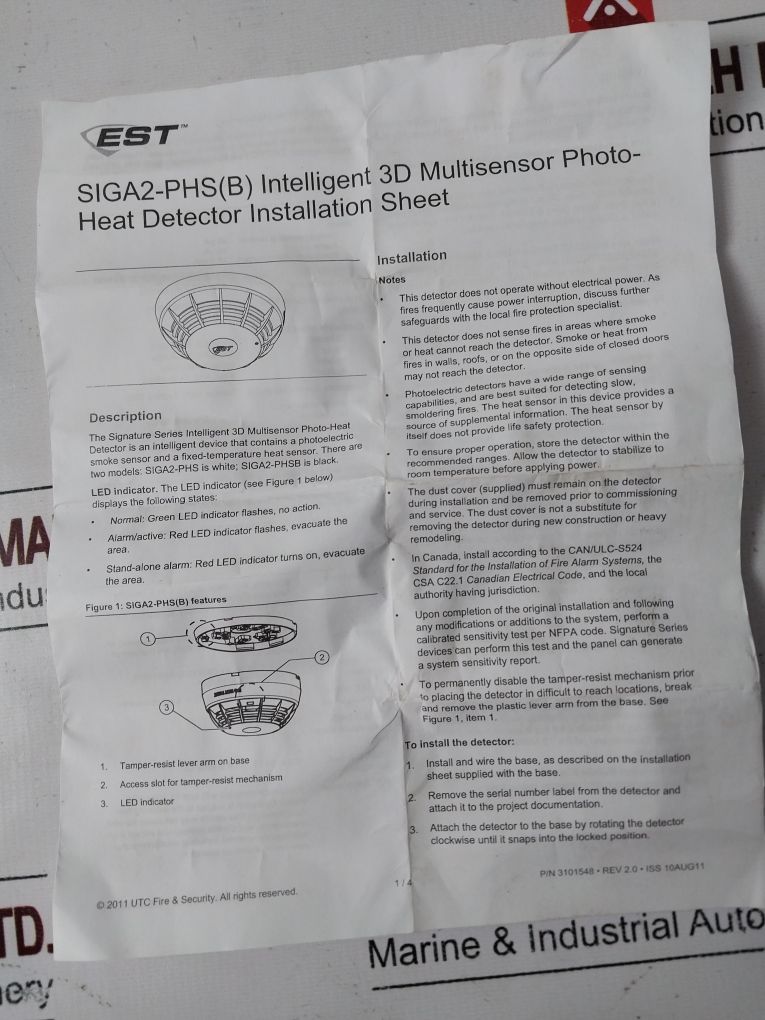 Est Siga2-phs Intelligent Photo/Heat Electric Smoke Detector