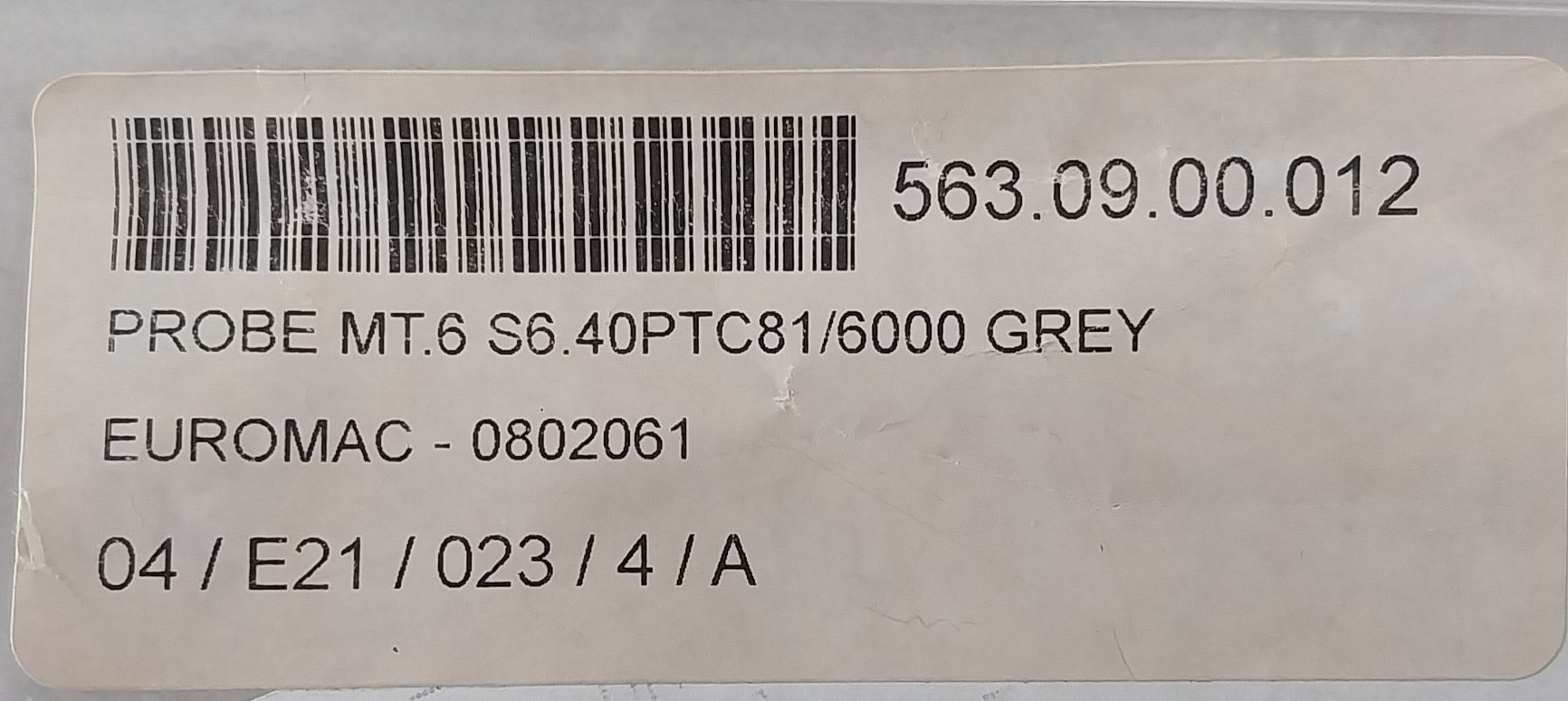 Euromac 0802061 Probe Mt.6 S6.40Ptc81/6000 Grey