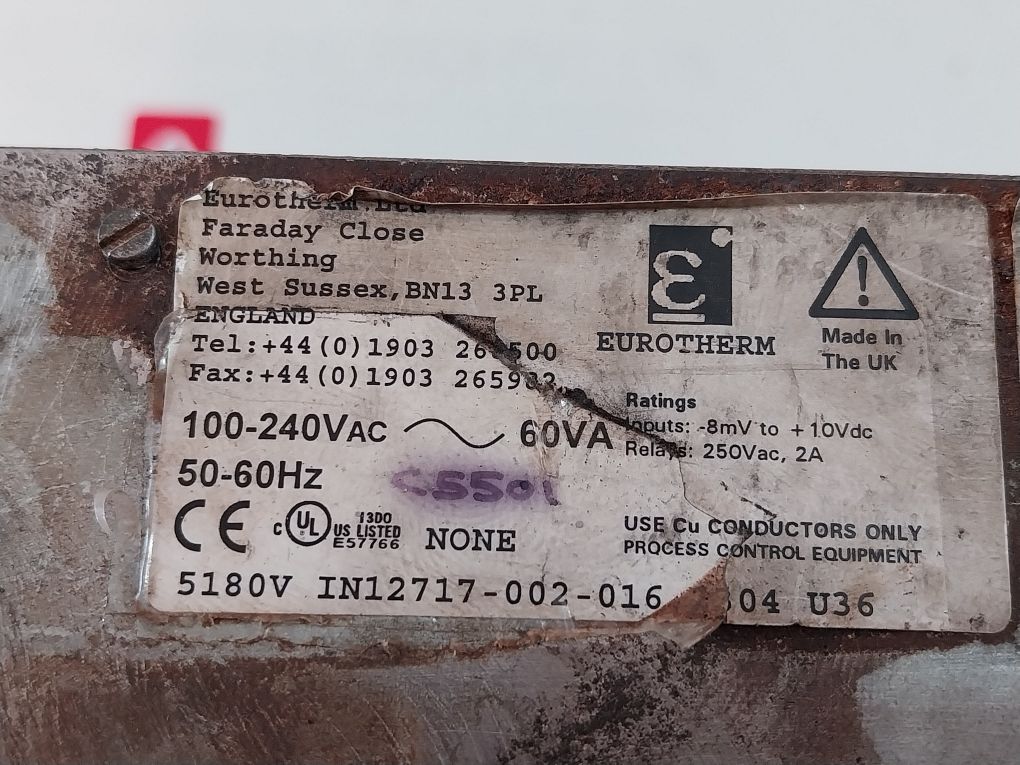 Eurotherm 5180V (Not Working) Chartless Video Graphics Recorder 250V Ac