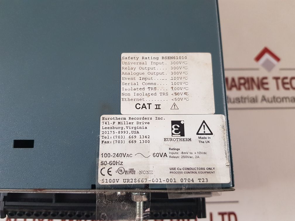 Eurotherm Chessell 5100V Graphic Recorders Ur28667-001-001 0704 T23
