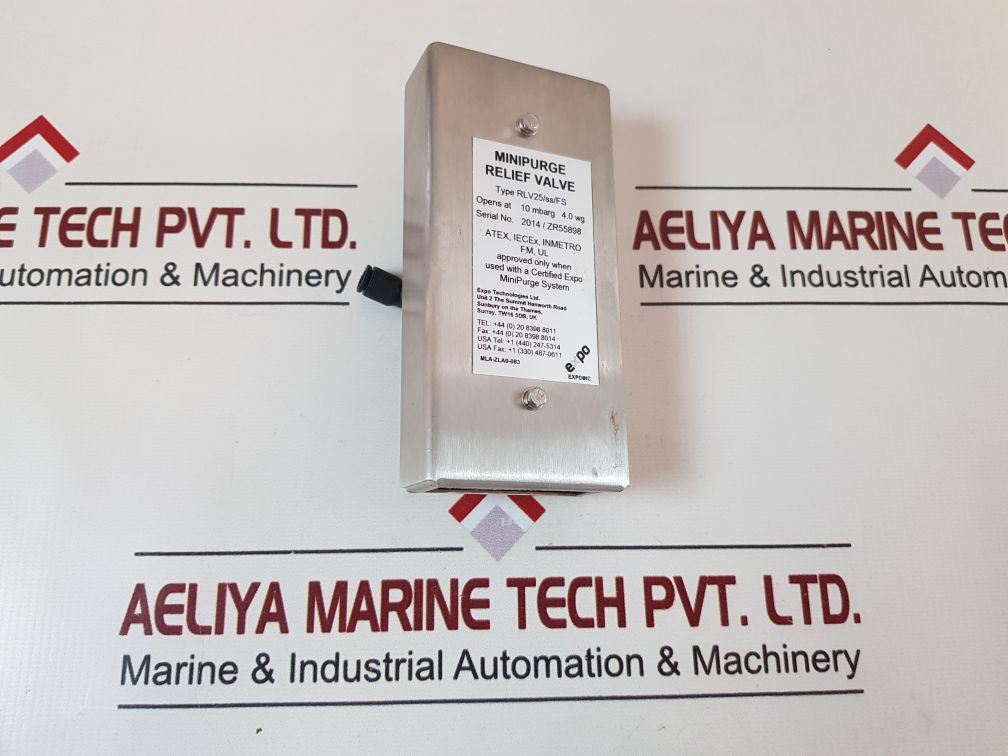 Expo Technologies Rlv25/Ss/Fs Minipurge Relief Valve