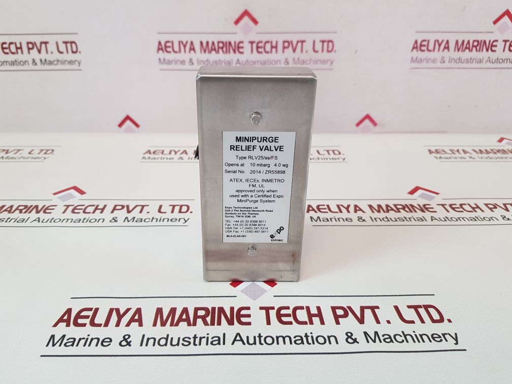 Expo Technologies Rlv25/Ss/Fs Minipurge Relief Valve