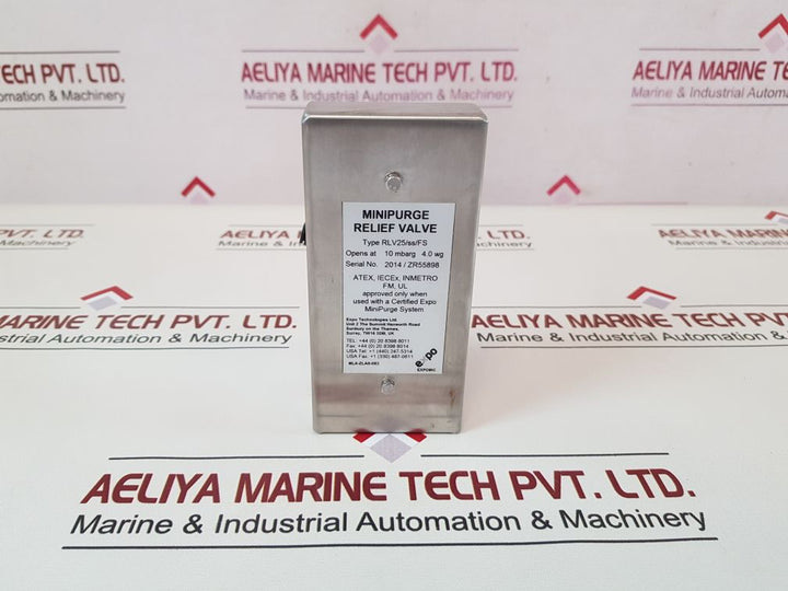 Expo Technologies Rlv25/Ss/Fs Minipurge Relief Valve