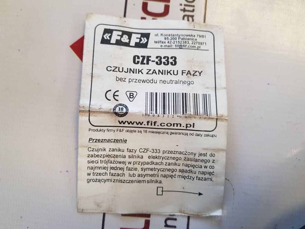 F&F Czf-333 Phase Loss Sensor Without Neutral Cable
