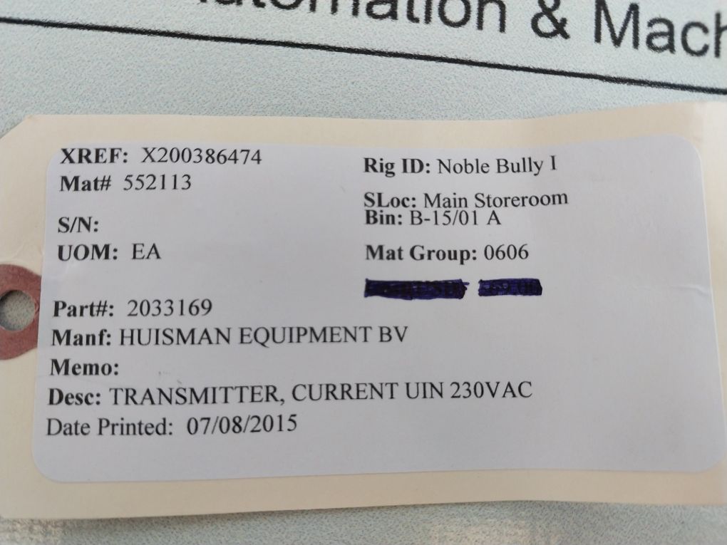 Faget Em228 6M2607 Current Transducer