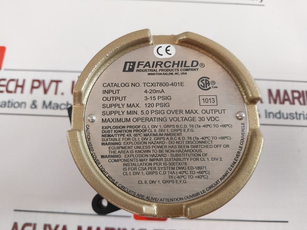 Fairchild Tcxi7800-401E I/P Transducer 3-15 Psig 4-20Ma