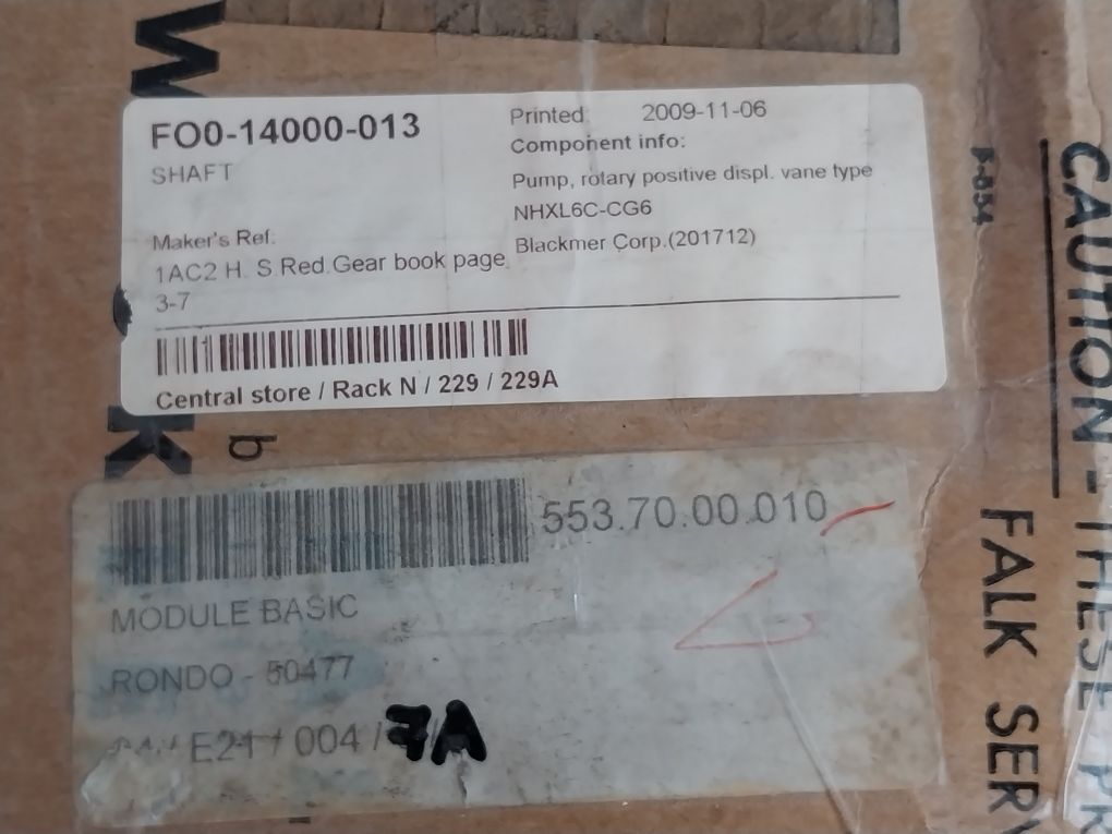 Falk Fo0-14000-013 Shaft Assy With Speed Reducers