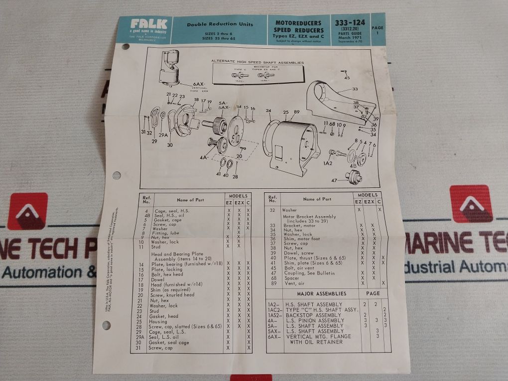 Falk Fo0-14000-013 Shaft Assy With Speed Reducers
