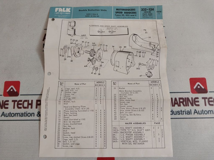 Falk Fo0-14000-013 Shaft Assy With Speed Reducers