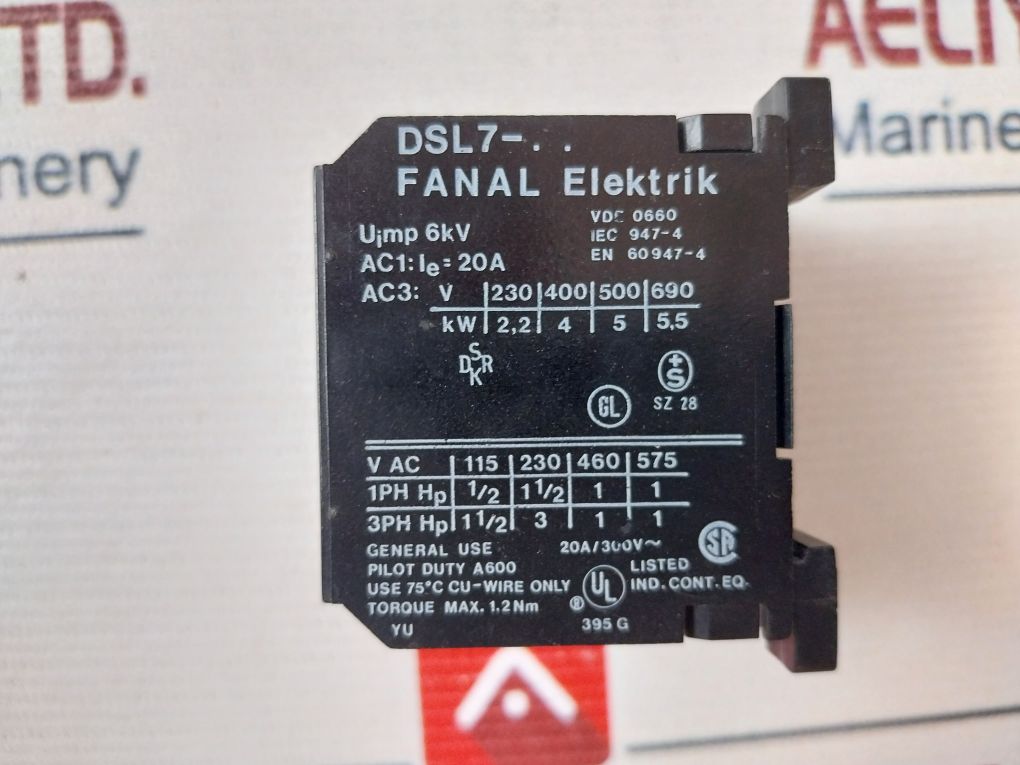 Fanal Elektrik Dsl7-10 Contactor Relay