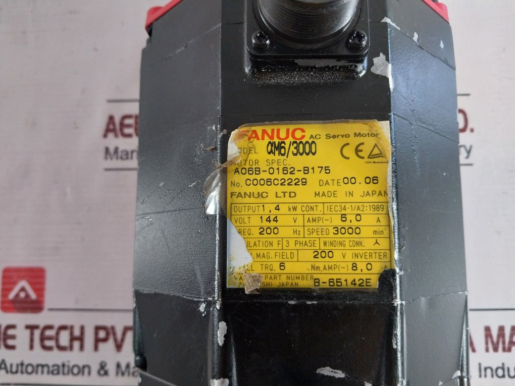 Fanuc A06B-0162-b175 Am6/3000 Ac Servo Motor B-65142E