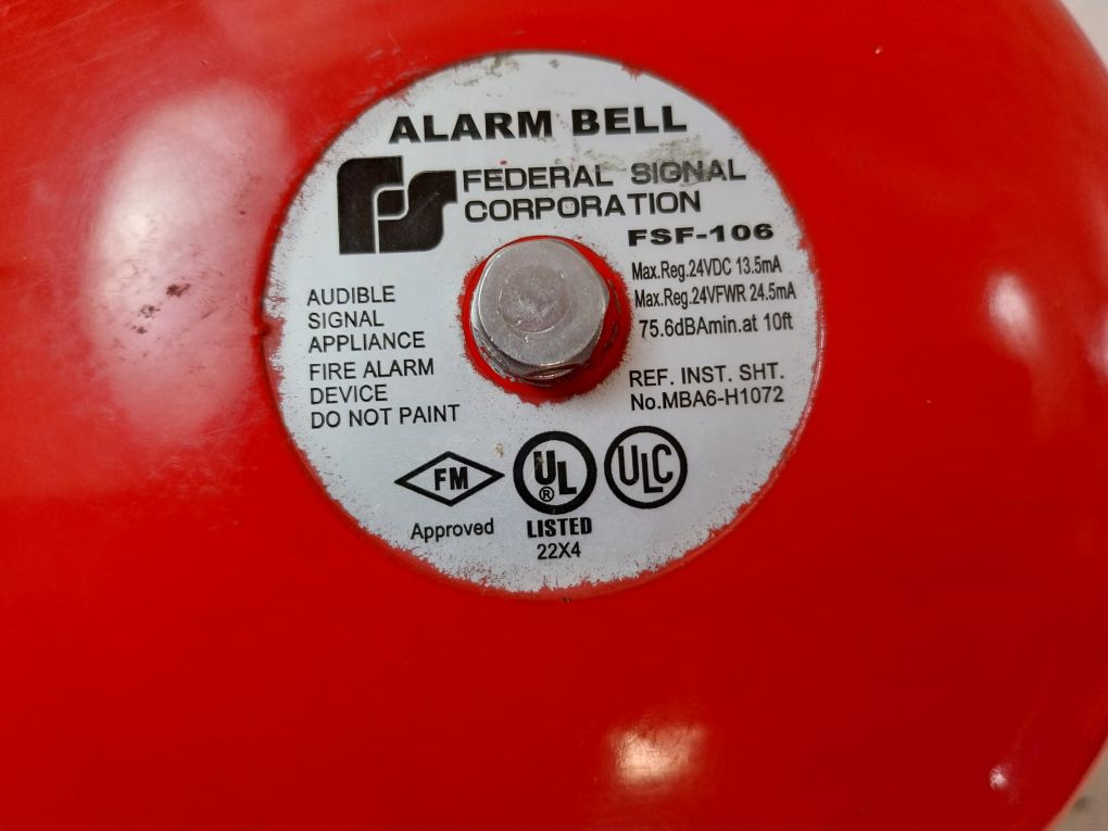 Federal Signal Fsf-106 Alarm Bell 24Vdc