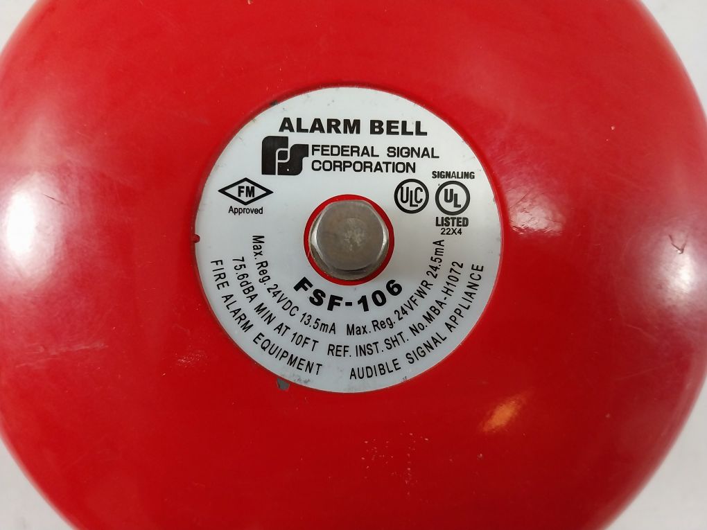 Federal Signal Fsf-106 Fire Audible Signal Tone Bell Fire Safety Alarm