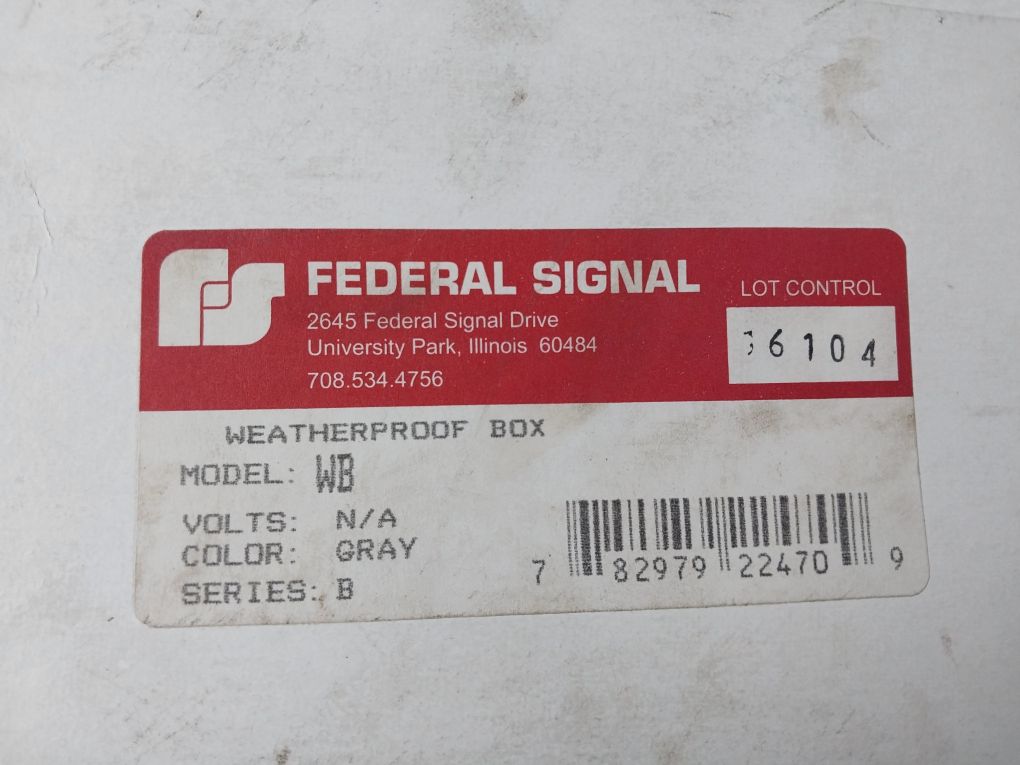 Federal Signal Wb Weatherproof Box Series: B