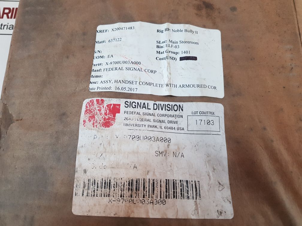 Federal Signal X-9700U003A000 Handset Complete With Armoured Cor
