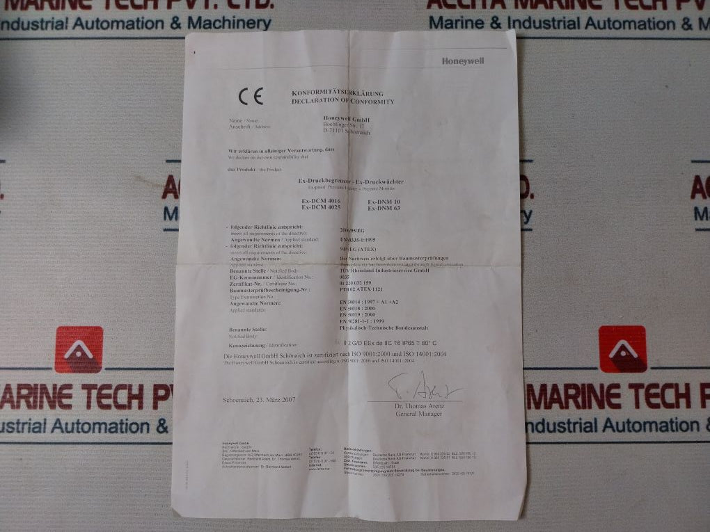 Fema Ex-dnm10 Pressure Switch Limiter Ip65 1-10 Bar