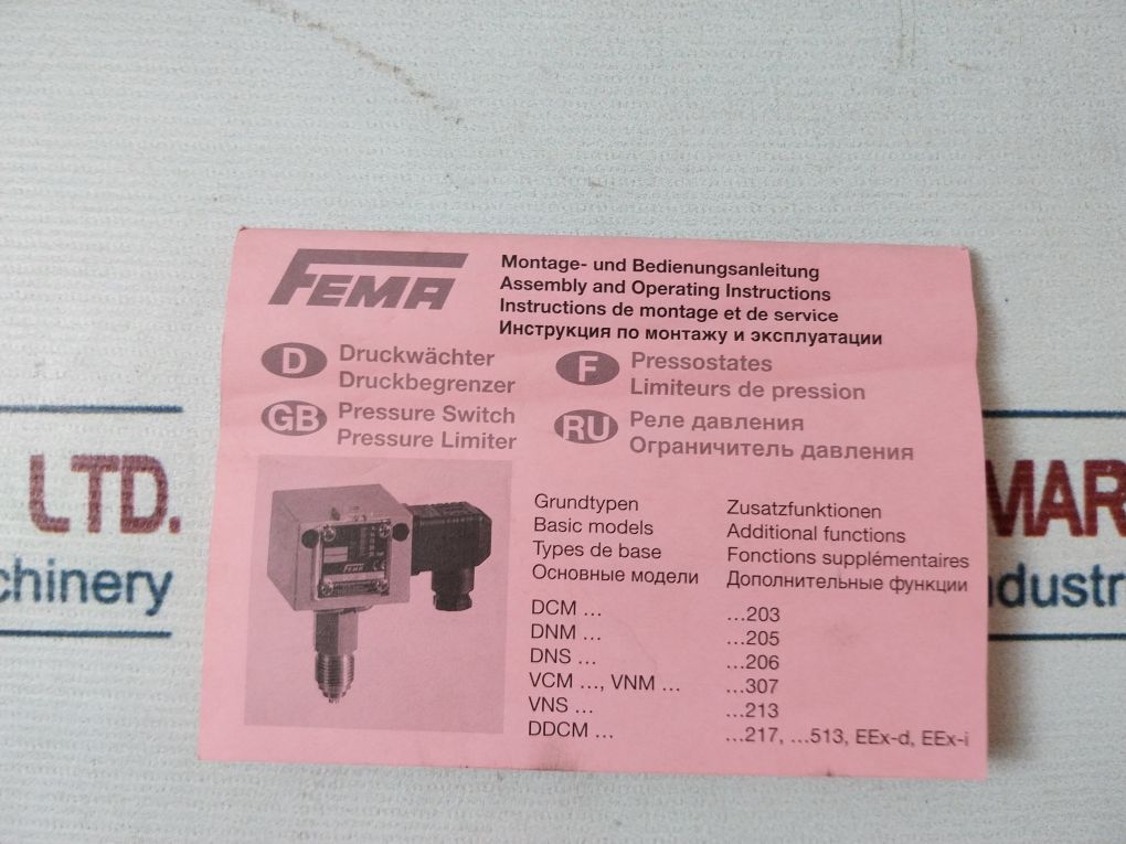 Fema Ex-dnm10 Pressure Switch Limiter Ip65 1-10 Bar