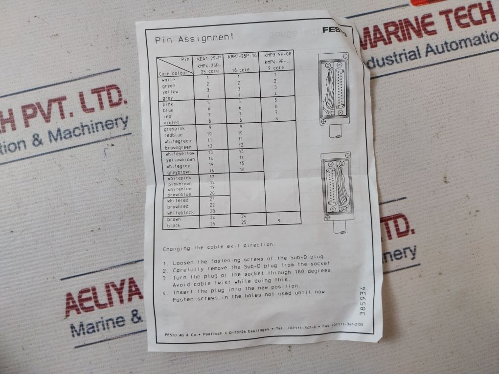 Festo Cpv10-vi Control Air Valve Terminal With Connection Cable Kmp3-25P-16-5