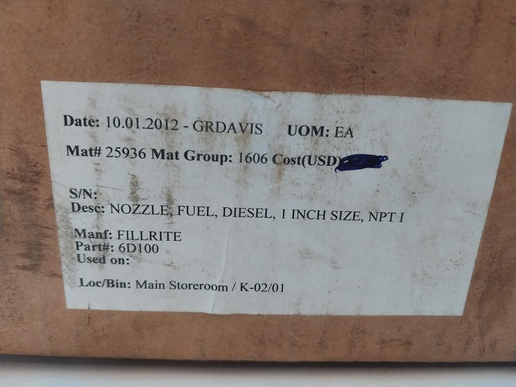 Fill-rite N100Dau10 Automatic High Flow Fuel Nozzle