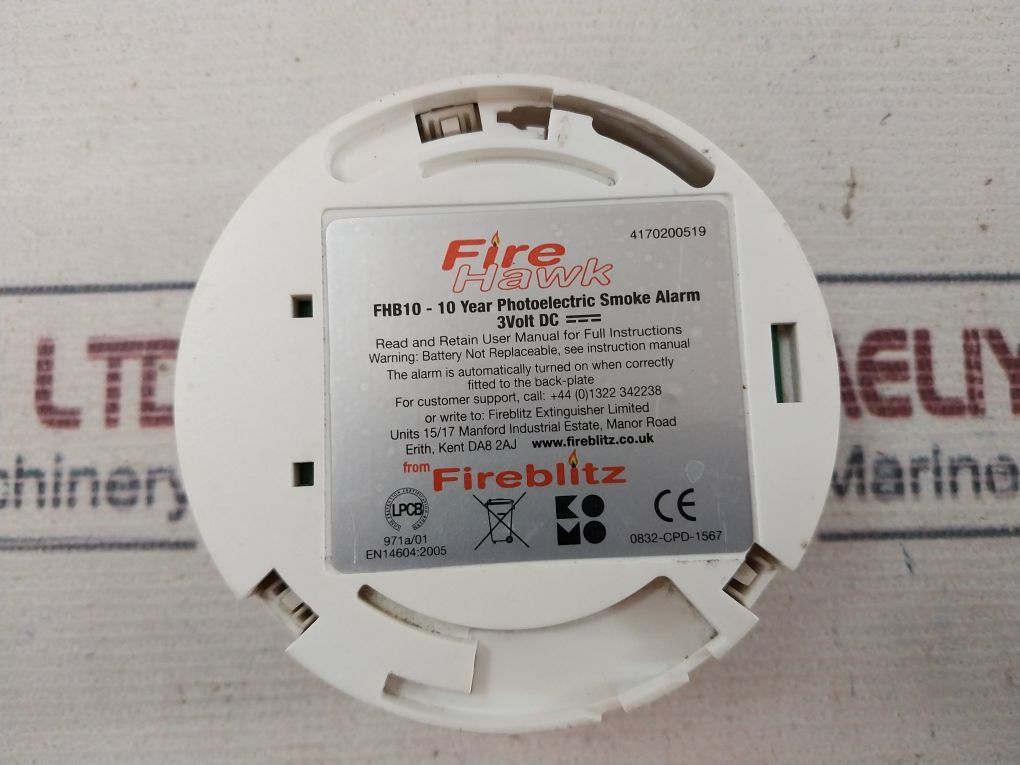 Firehawk Fhb10 Photoelectric Smoke Alarm 3 Volt Dc