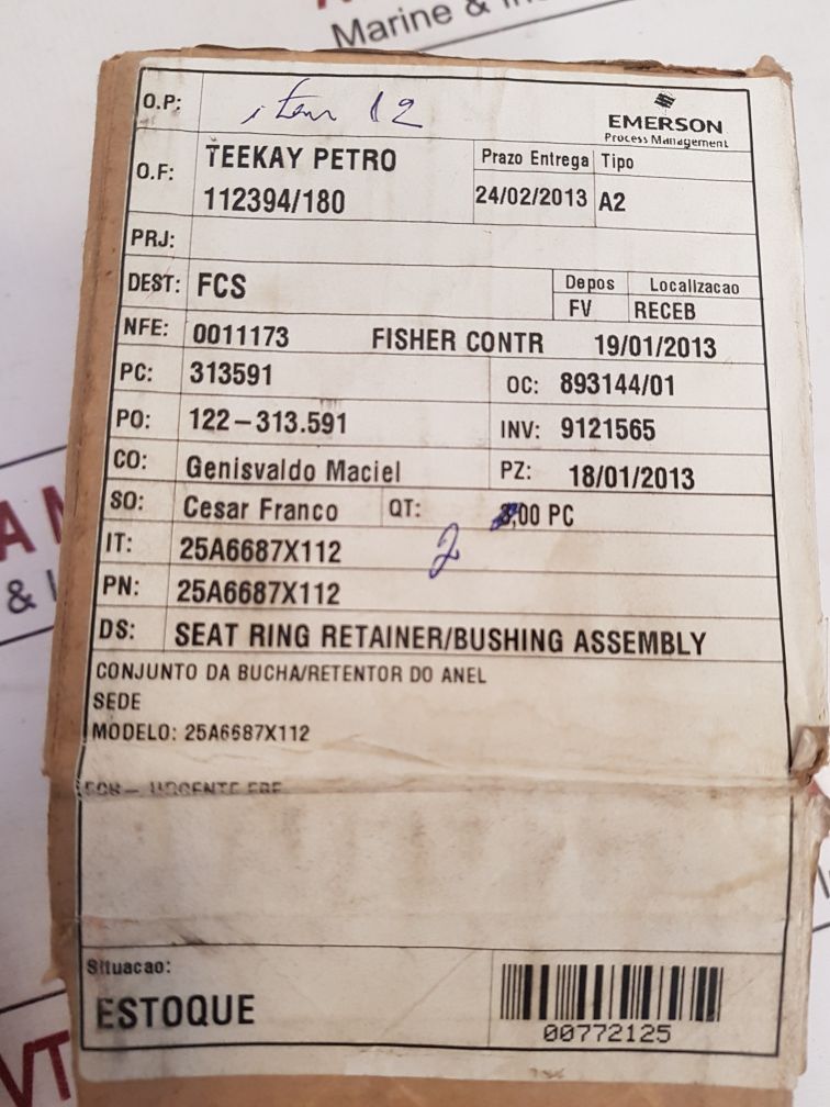 Fisher 25A6687X022 Seat Ring Retainer Valve